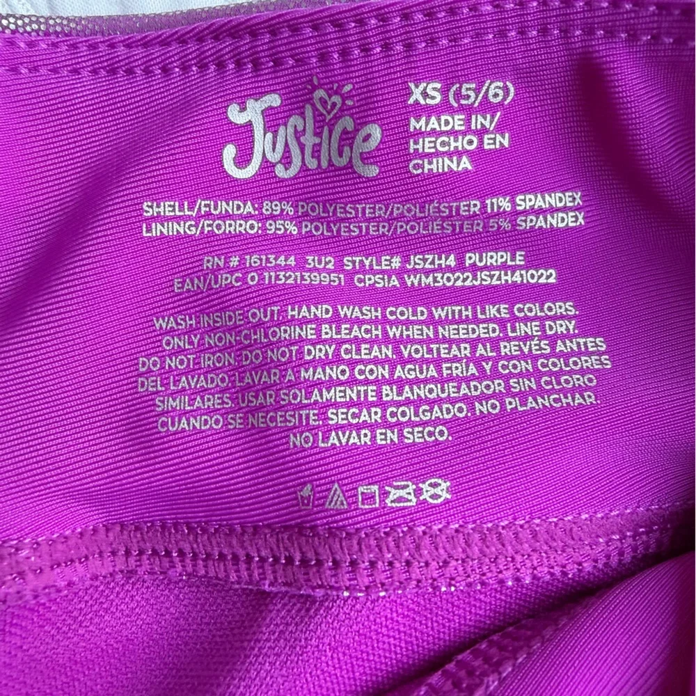 GIRL'S SIZE 5-6 JUSTICE ALL OVER FOIL DANCE & GYMNASTICS SHORTS Purple New